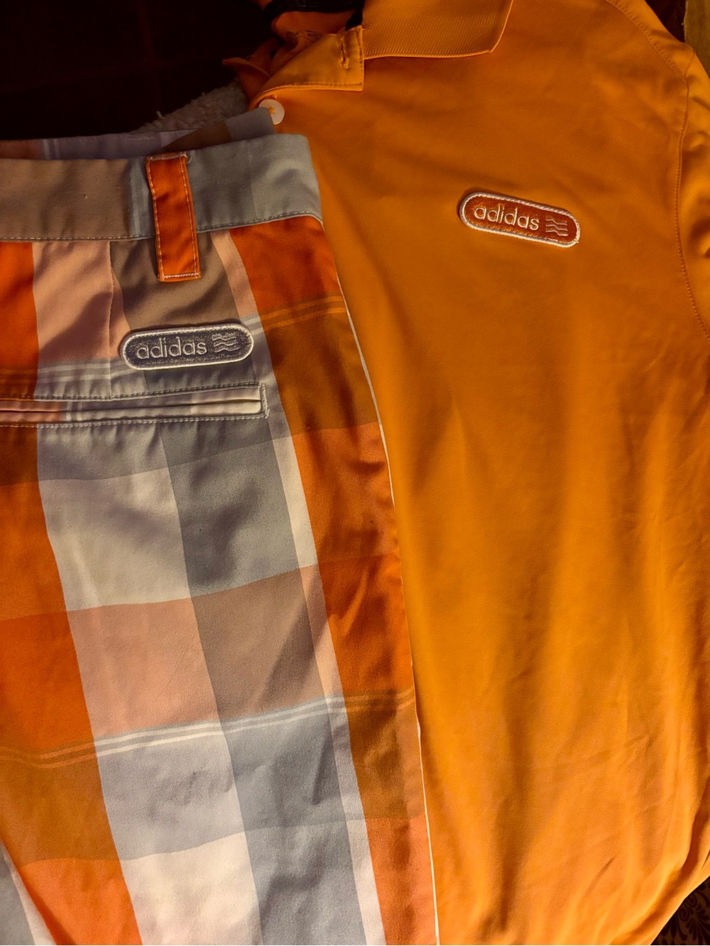 adidas Orange, gray & white Plaid Men's matching set - Picture 4 of 9
